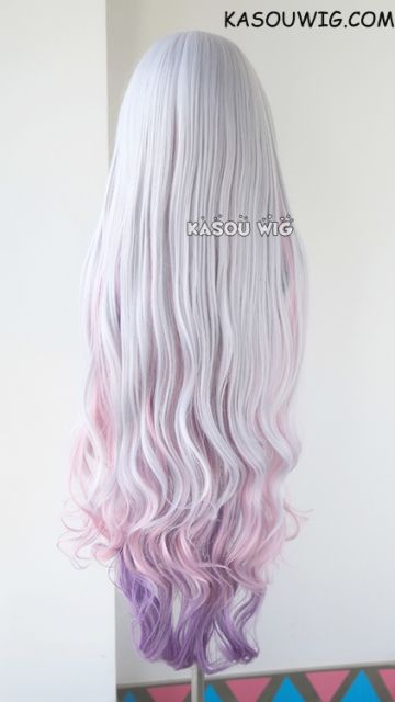 90cm / 35.5" Kobayashi-san Chi No Maid Dragon Kanna Kamui silver purple ombre 90cm long wavy cosplay wig