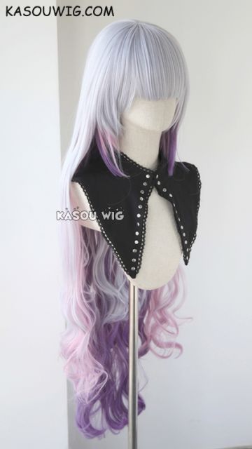 90cm / 35.5" Kobayashi-san Chi No Maid Dragon Kanna Kamui silver purple ombre 90cm long wavy cosplay wig