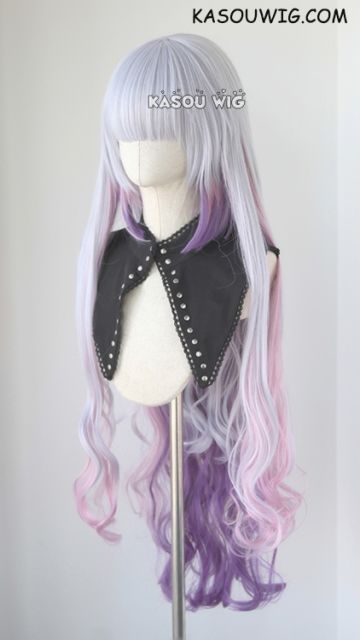 90cm / 35.5" Kobayashi-san Chi No Maid Dragon Kanna Kamui silver purple ombre 90cm long wavy cosplay wig