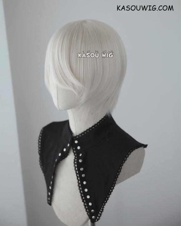 S-2 / SP05 pearl white short bob smooth cosplay wig with long bangs ...