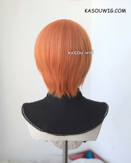 S-2 / SP15 pumpkin orange short bob smooth cosplay wig with long bangs . Tangle Resistant fiber