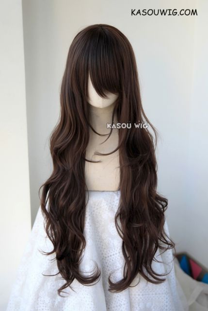 L-3 / KA030 deep brown long layers loose waves cosplay wig . heat-resistant fiber