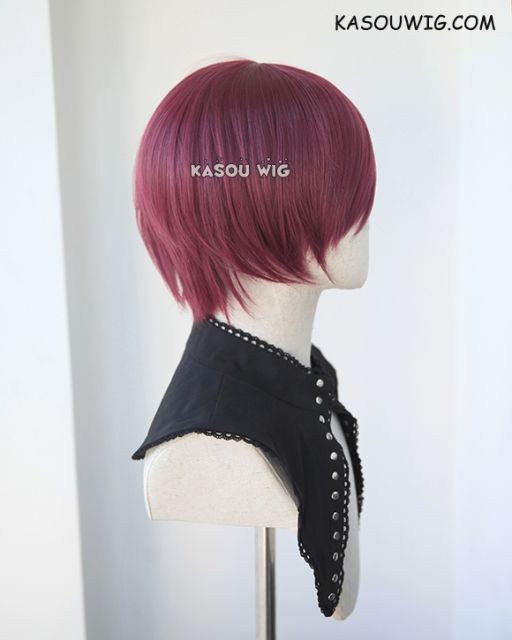 S-2 / SP18 wine red short bob smooth cosplay wig with long bangs