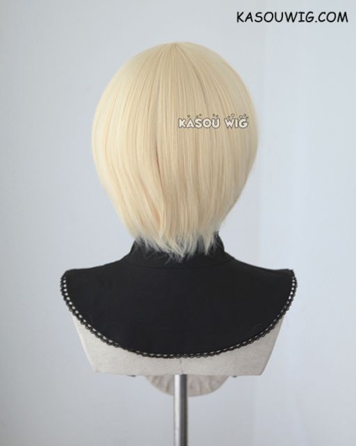 S-2 / SP08 Creamy Blonde short bob smooth cosplay wig with long bangs