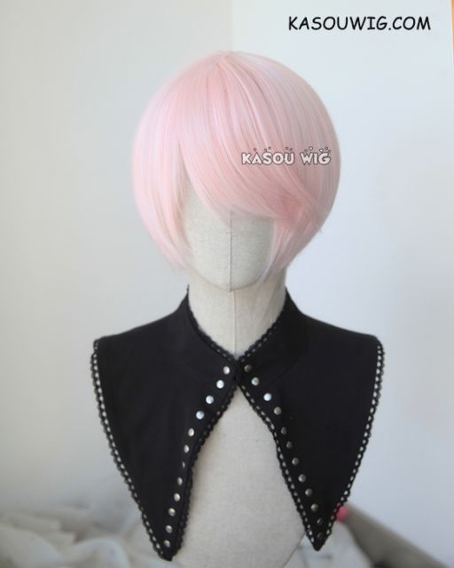 S-2 / SP34 pale pink short bob smooth cosplay wig with long bangs