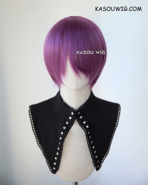 S-2 / SP40 grape purple short bob smooth cosplay wig with long bangs