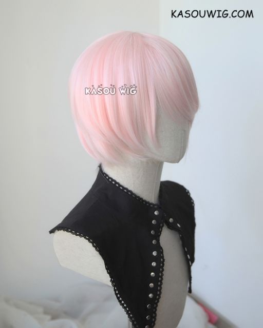 S-2 / SP34 pale pink short bob smooth cosplay wig with long bangs