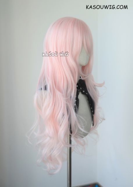 L-3 / SP34 pale pink long layers loose waves cosplay wig . heat-resistant fiber
