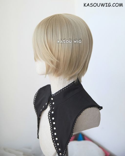 S-2 / SP11 beige blonde short bob smooth cosplay wig with long bangs