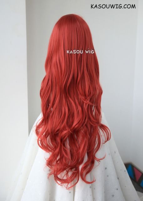 L-3 / KA042 apple red long layers loose waves cosplay wig . heat-resistant fiber