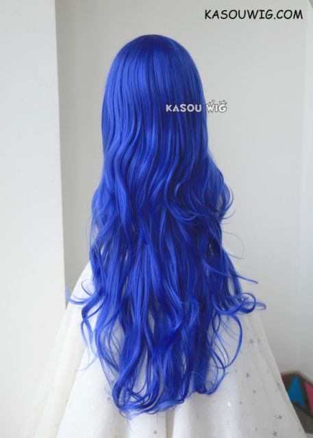 L-3 / KA050 royal blue long layers loose waves cosplay wig . heat-resistant fiber