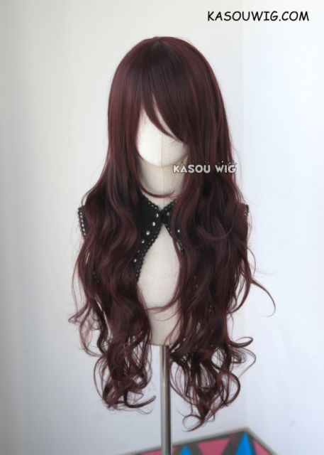 L-3 / KA058 dark reddish brown long layers loose waves cosplay wig . heat-resistant fiber