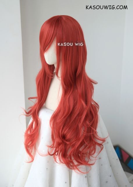 L-3 / KA042 apple red long layers loose waves cosplay wig . heat-resistant fiber
