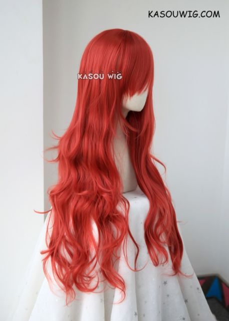 L-3 / KA042 apple red long layers loose waves cosplay wig . heat-resistant fiber