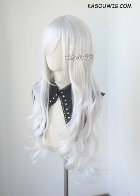 L-3 / KA002 silver white long layers loose waves cosplay wig . heat-resistant fiber