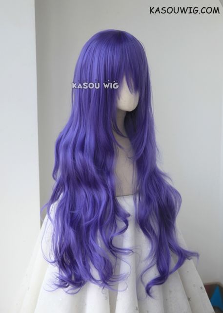 L-3 / KA057 cool purple long layers loose waves cosplay wig . heat-resistant fiber