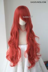 L-3 / KA042 apple red long layers loose waves cosplay wig . heat-resistant fiber