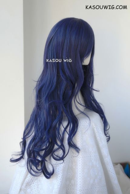 L-3 / SP03 deep blue long layers loose waves cosplay wig . heat-resistant fiber