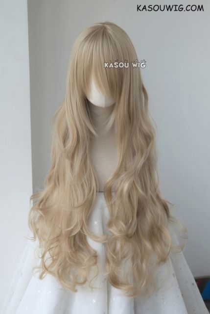 L-3 / KA015 ash blonde long layers loose waves cosplay wig . heat-resistant fiber