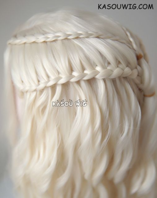 Daenerys Targaryen Game of thrones / A Song of Ice and Fire pale blonde curly cosplay wig 80cm  SP25