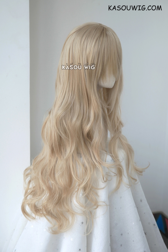 L 3 KA015 ash blonde long layers loose waves cosplay wig . heat