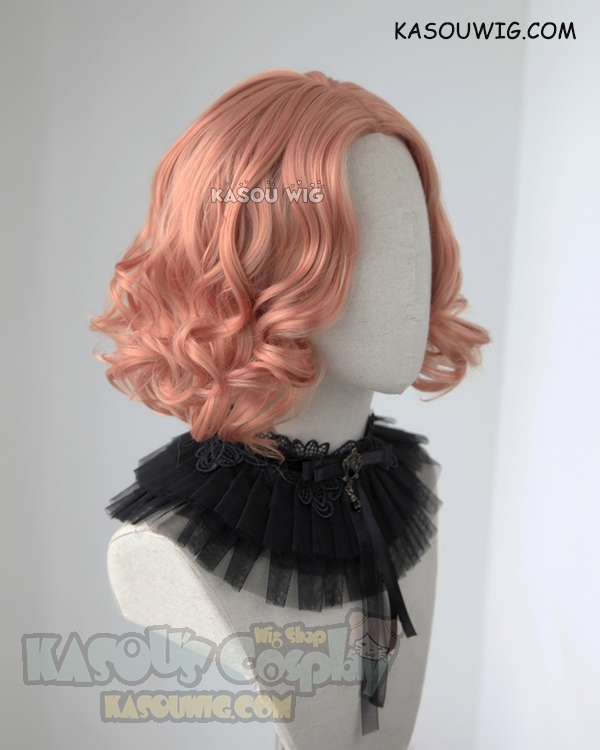 Persona 5 Haru Okumura dusty peach short curly cosplay wig