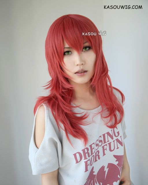 NieR: Automata Devola red layered long russet red cosplay wig