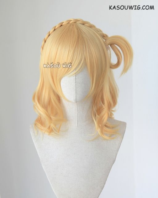 Love Live Sunshine . Aqours Ohara Mari  pastel yellow blonde medium curly cosplay wig. SP01