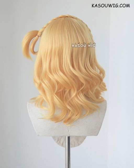 Love Live Sunshine . Aqours Ohara Mari  pastel yellow blonde medium curly cosplay wig. SP01