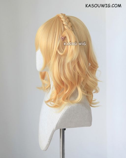 Love Live Sunshine . Aqours Ohara Mari  pastel yellow blonde medium curly cosplay wig. SP01