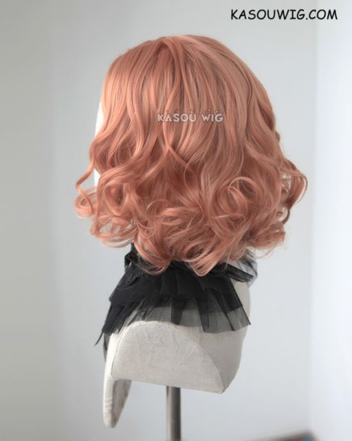 Persona 5 Haru Okumura dusty peach short curly cosplay wig