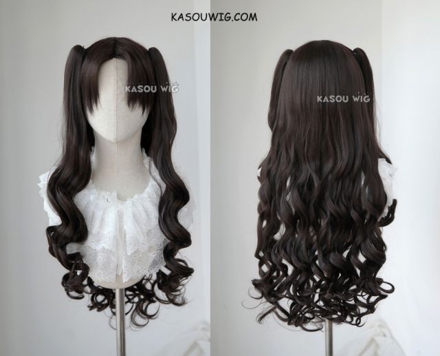 90cm / 35.5" Fate stay night Rin Tohsaka Ishtar long wave wig with 2 curly ponytail clips