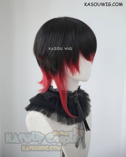 RWBY Red Ruby Rose short layers dark brown red omber cosplay wig