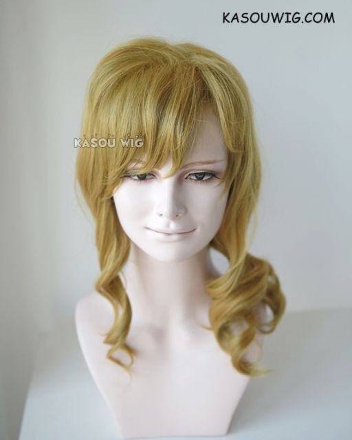 Gekkan Shojo Nozaki kun Yuzuki Seo wavy greenish-blonde shoulder length ponytail cosplay wig