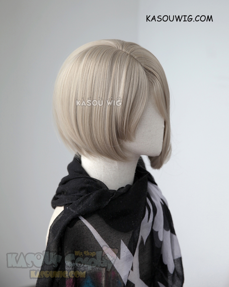 Dangan Ronpa V3 Tojo Kirumi sand blonde pre-styled thick bob cosplay wig