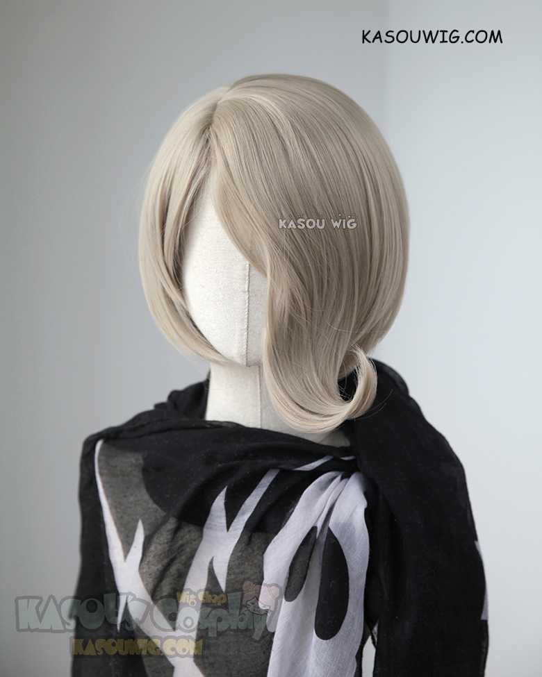 Dangan Ronpa V3 Tojo Kirumi sand blonde pre-styled thick bob cosplay wig