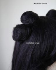97cm / 38" Sailor Moon Luna deep purple long wavy wig with pre-styled buns SP31