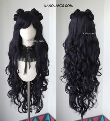97cm / 38" Sailor Moon Luna deep purple long wavy wig with pre-styled buns SP31