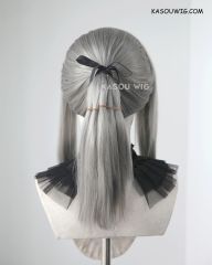 FF XV Aranea Highwind warm gray pre-styled ponytail cosplay wig