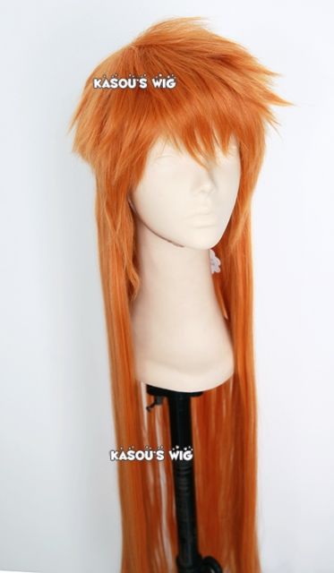 100cm / 39.5" Bleach Ichigo Kurosaki long layers spike orange cosplay wig