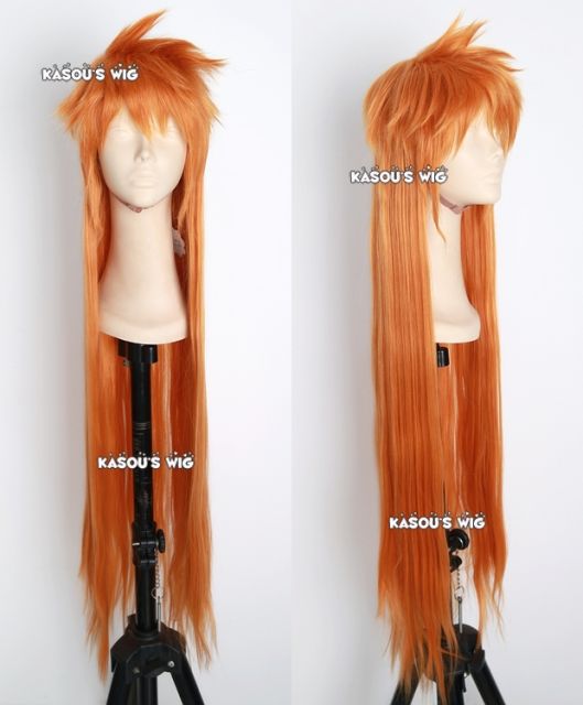 100cm / 39.5" Bleach Ichigo Kurosaki long layers spike orange cosplay wig