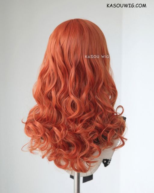 Fire Emblem Echoes Shadows of Valentia Celica medium orange curly wig with short bangs 55cm