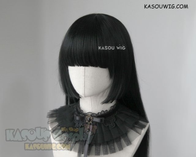 Kakegurui Jabami Yumeko / Bungou Stray Dogs Naomi Tanizaki / Jigoku Shoujo Enma Ai 100cm long straight jet black hime-cut wig KA032