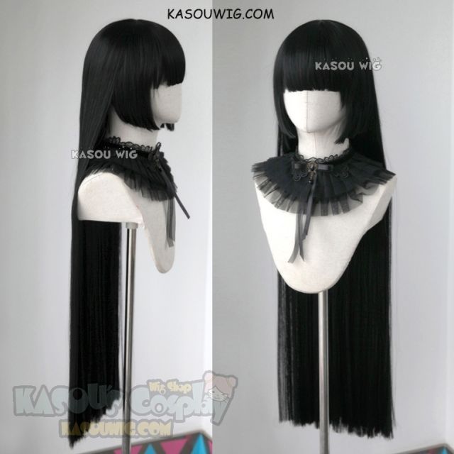 Kakegurui Jabami Yumeko / Bungou Stray Dogs Naomi Tanizaki / Jigoku Shoujo Enma Ai 100cm long straight jet black hime-cut wig KA032