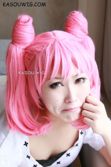 Sale! Sailor Moon Chibi Usa / Sailor Chibi moon pink cosplay wig curly tails with pre styled buns