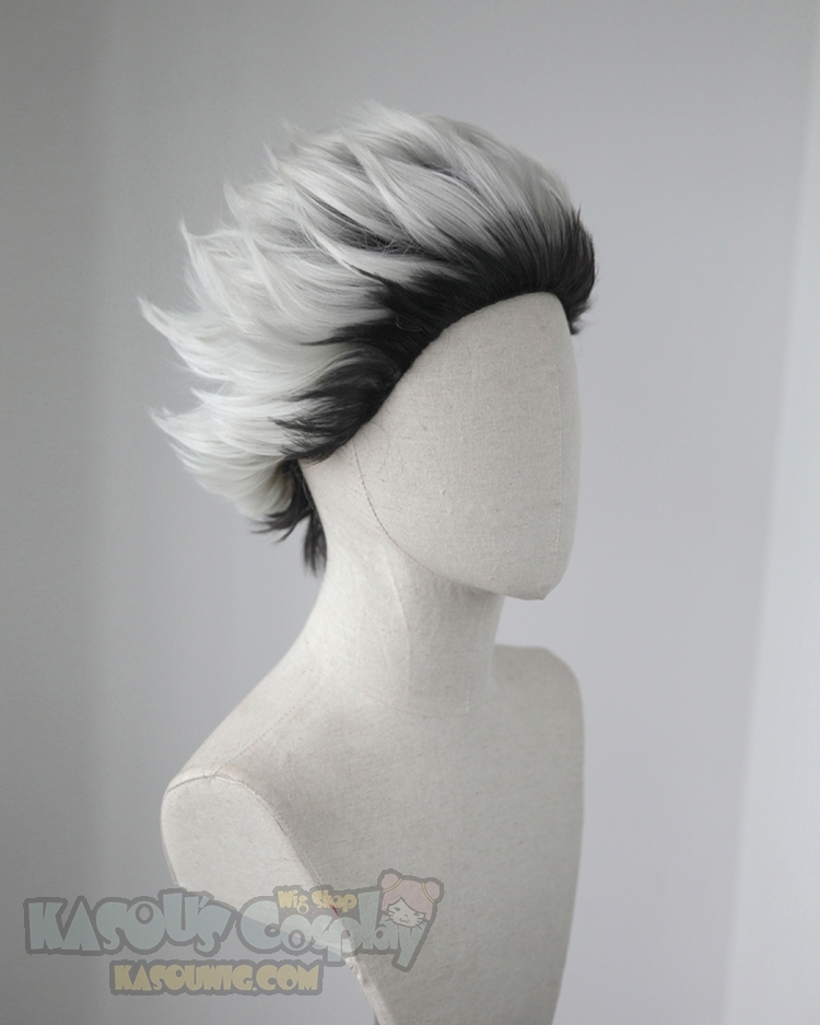 Haikyuu Bokuto Kotaro spiky slicked back silver white wig with