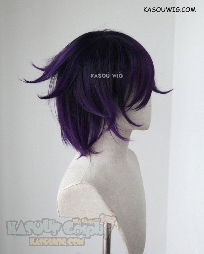 Short dark 2024 purple cosplay wig