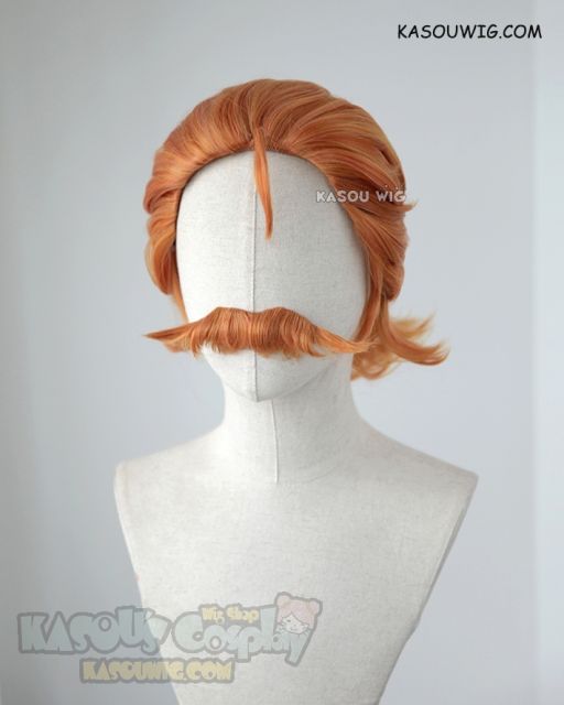 Voltron: Legendary Defender Coran short slicked back orange wig with mustache