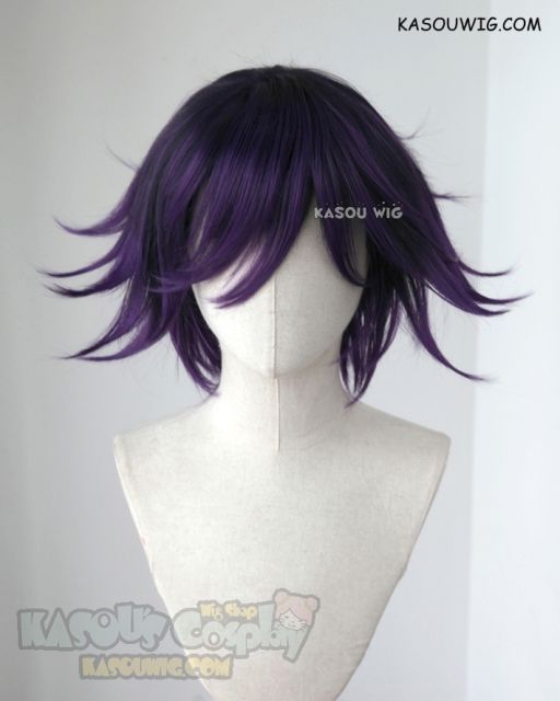 Danganronpa V3 Oma Kokichi short black purple ombre cosplay wig