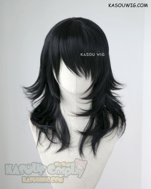 My Hero Academia Aizawa Shota Eraserhead/ Chainsaw Man Asa Mitaka/Yoru 50cm long black layered wig